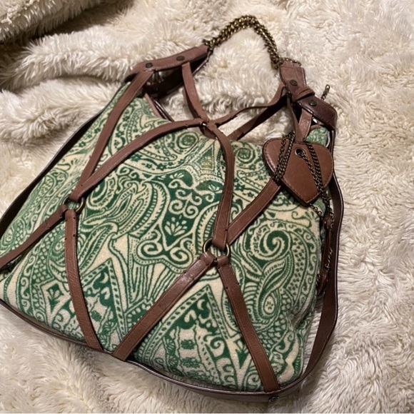 Juicy Couture Velour Equestrian Inspired Shoulder Bag w/ Leather & Logo Details - Picture 2 of 4